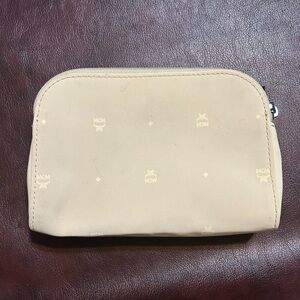 Rare Vintage…MCM Embossed Logo Faux Leather Clutch Cosmetic Pouch Bag Tan